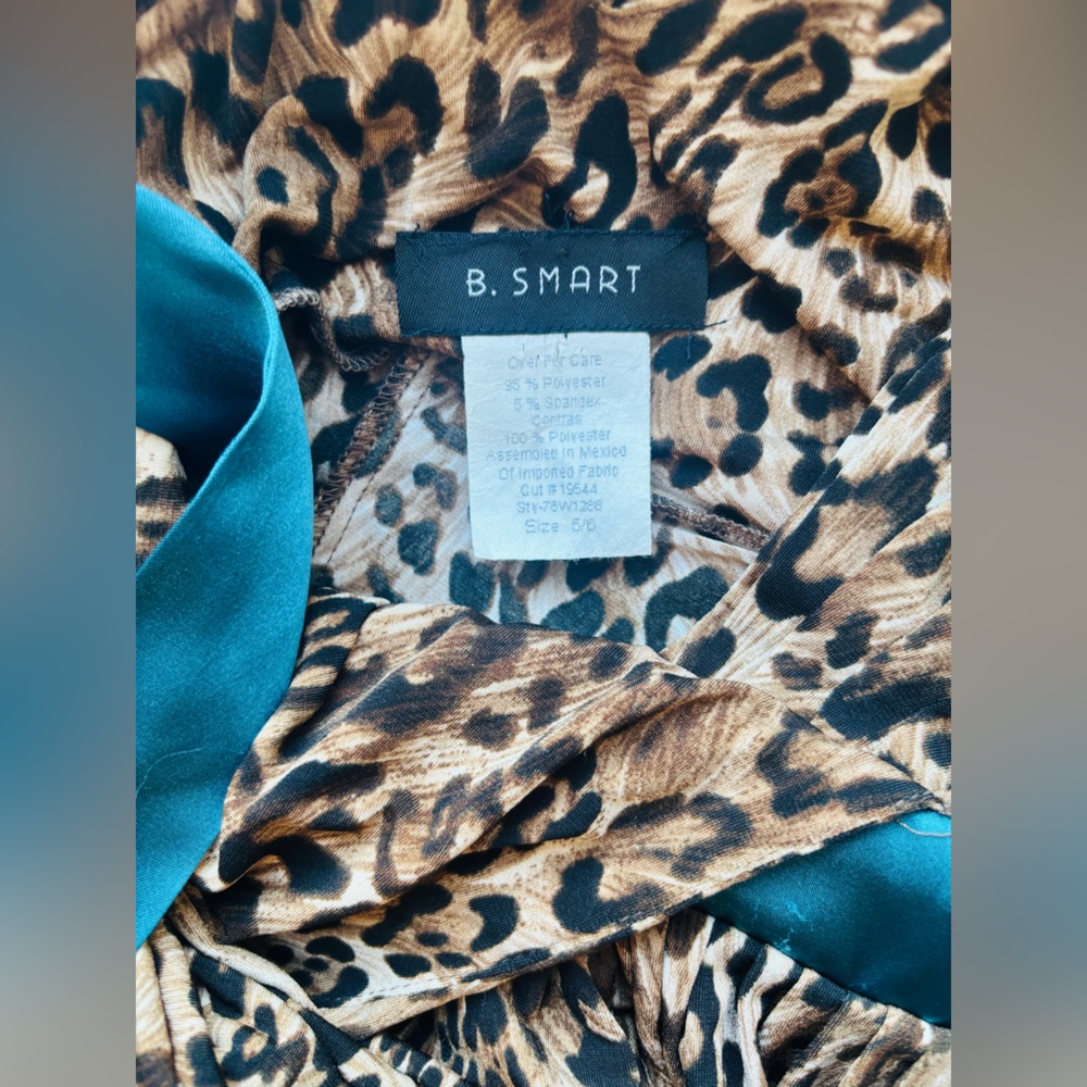 B. Smart Leopard Print Midi Dress with Teal Highlights - Picture 14 of 14